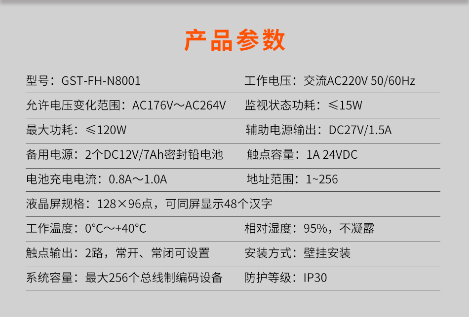 GST-FH-N8001防火門監(jiān)控器產品參數(shù)
